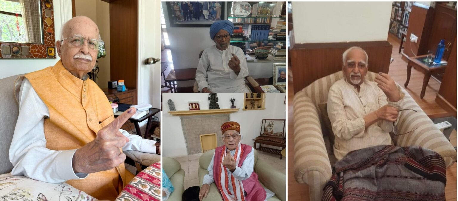 आडवाणी, मनमोहन सिंह, जोशी और अंसारी ने घर से डाला वोट