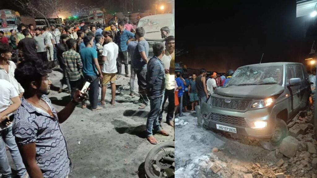 रांची के खलारी में कार और बाइक में टक्कर, दंपति और दो बच्चों की मौत और एक गंभीर रूप से घायल, रिम्स रेफर