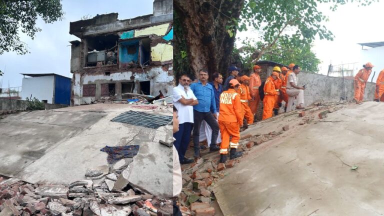 देवघर में बड़ा हादसा, सीता होटल के पास तीन इमारत गिरी, एक की मौत और कई लोग मलबे में दबे