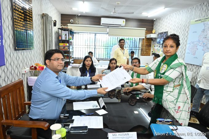 झामुमो विधायक कल्पना सोरेन ने गांडेय विधानसभा सीट से भरा पर्चा