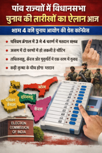 पांच राज्यों के विधानसभा चुनाव की तारीखों का आज होगा ऐलान, शाम 4 बजे चुनाव आयोग की प्रेस कॉन्फ्रेंस
