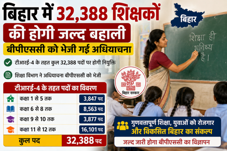 टीआरई-4 को मिली रफ्तार, बिहार में 32,388 शिक्षक पदों पर भर्ती का रास्ता साफ