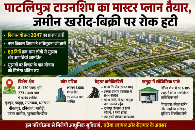 पाटलिपुत्र ग्रीनफील्ड टाउनशिप का मास्टर प्लान तैयार, जमीन की खरीद-बिक्री पर लगी रोक हटाई