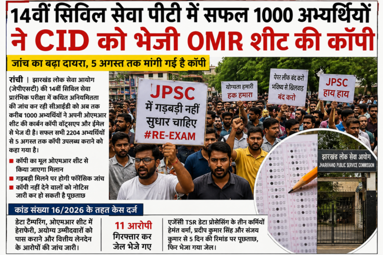 JPSC पीटी परीक्षा जांच का दायरा बढ़ा, 1000 अभ्यर्थियों ने CID को भेजी OMR शीट की कॉपी