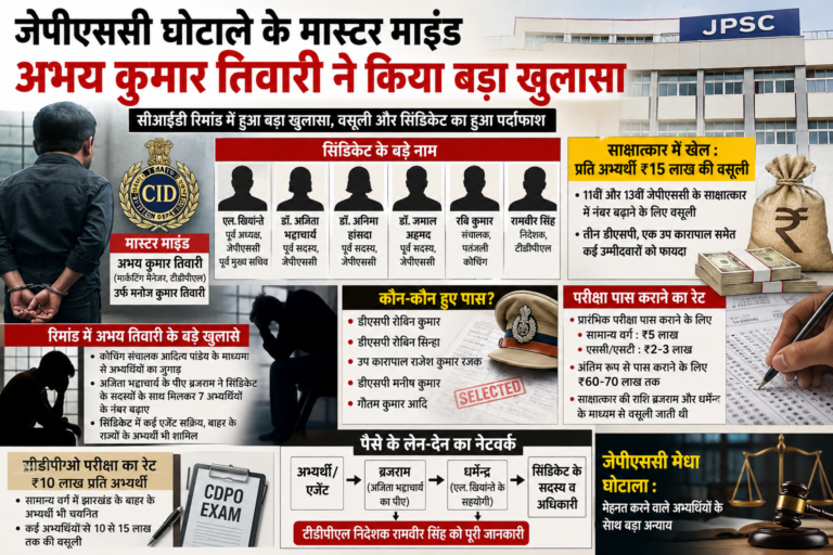 जेपीएससी घोटाले के मास्टर माइंड अभय कुमार तिवारी ने किया बड़ा खुलासा, पढ़ें पूरी खबर