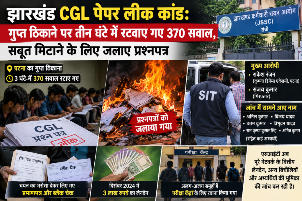 झारखंड CGL पेपर लीक कांड: गुप्त ठिकाने पर तीन घंटे में रटवाए गए 370 सवाल, सबूत मिटाने के लिए जलाए प्रश्नपत्र